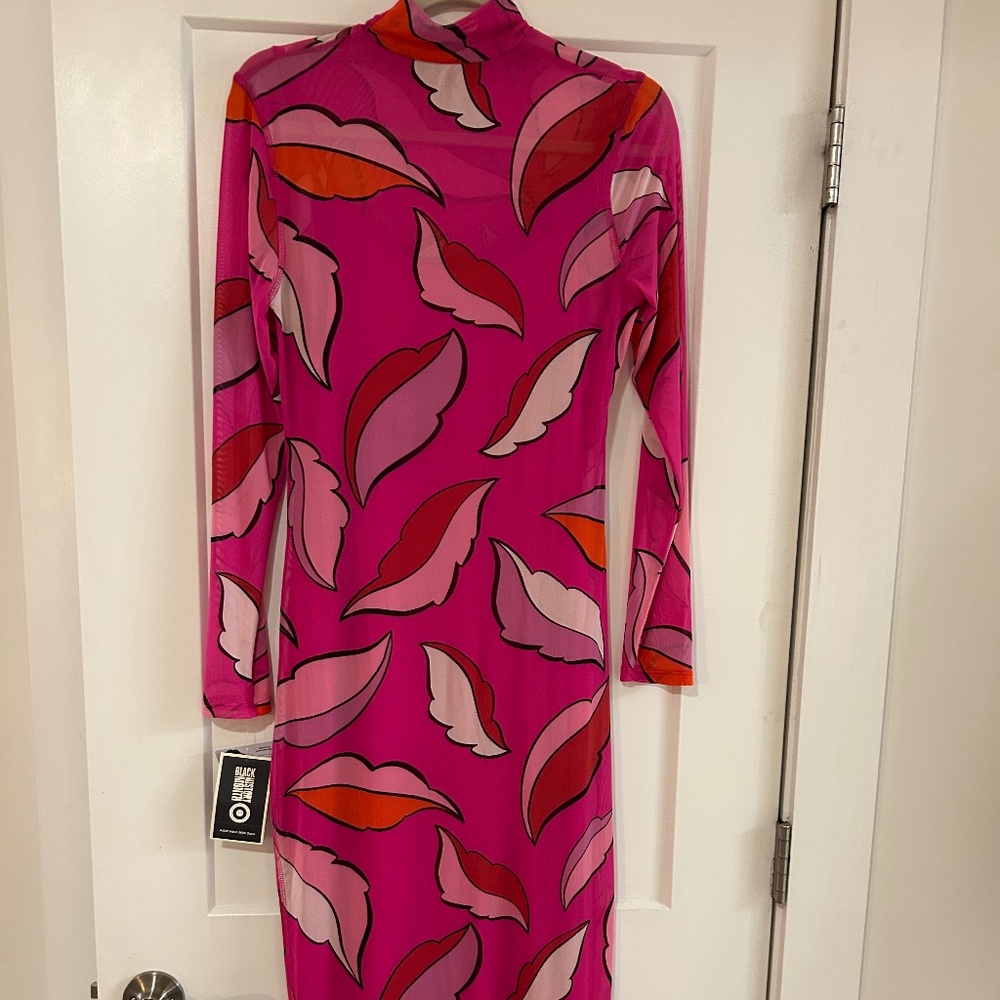 NWT - Target x Sammy B Collection - Mesh Midi Dress w Slip, Lips Pattern - Med